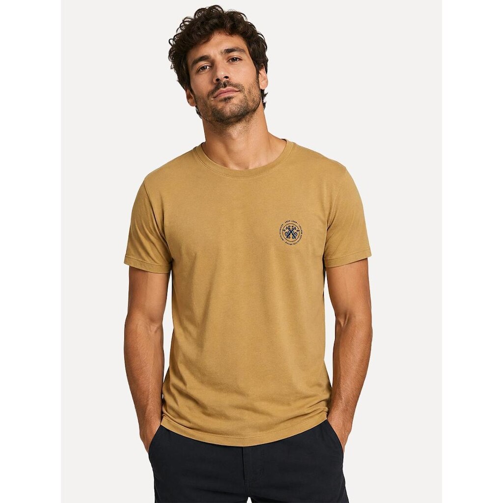 Camiseta John John Masculina Regular Fit Brand Circle Mostarda