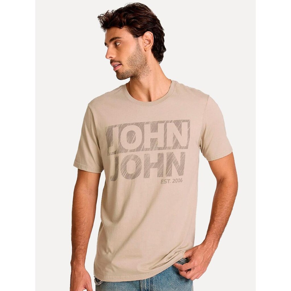 Camiseta John John Masculina Regular Fit Fall Caqui