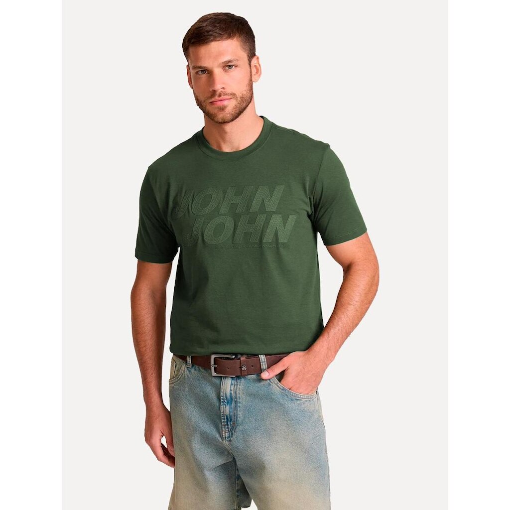 Camiseta John John Masculina Regular Fit Rubber Track Verde Militar