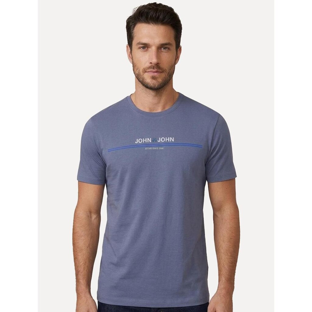 Camiseta John John Masculina Regular Fit Simple Lines Roxo Médio