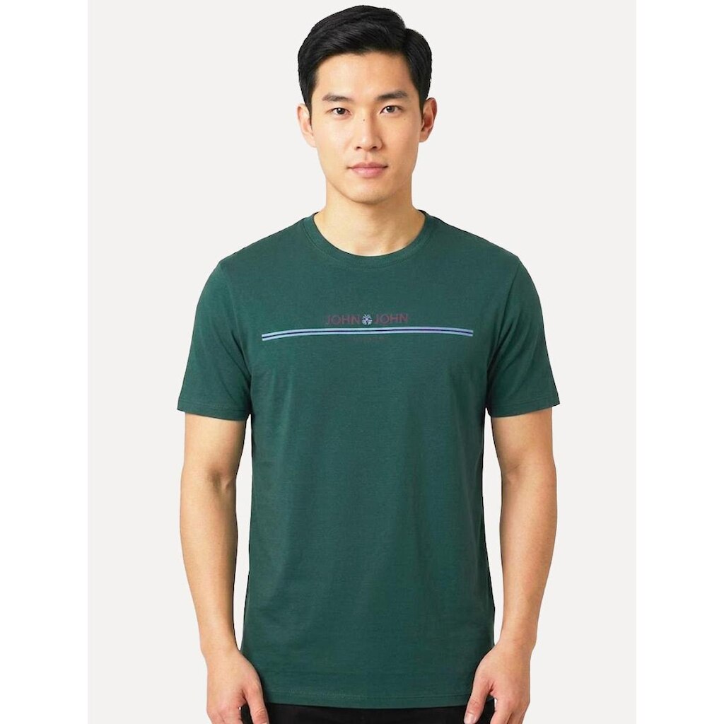 Camiseta John John Masculina Regular Fit Simple Lines Verde Escuro