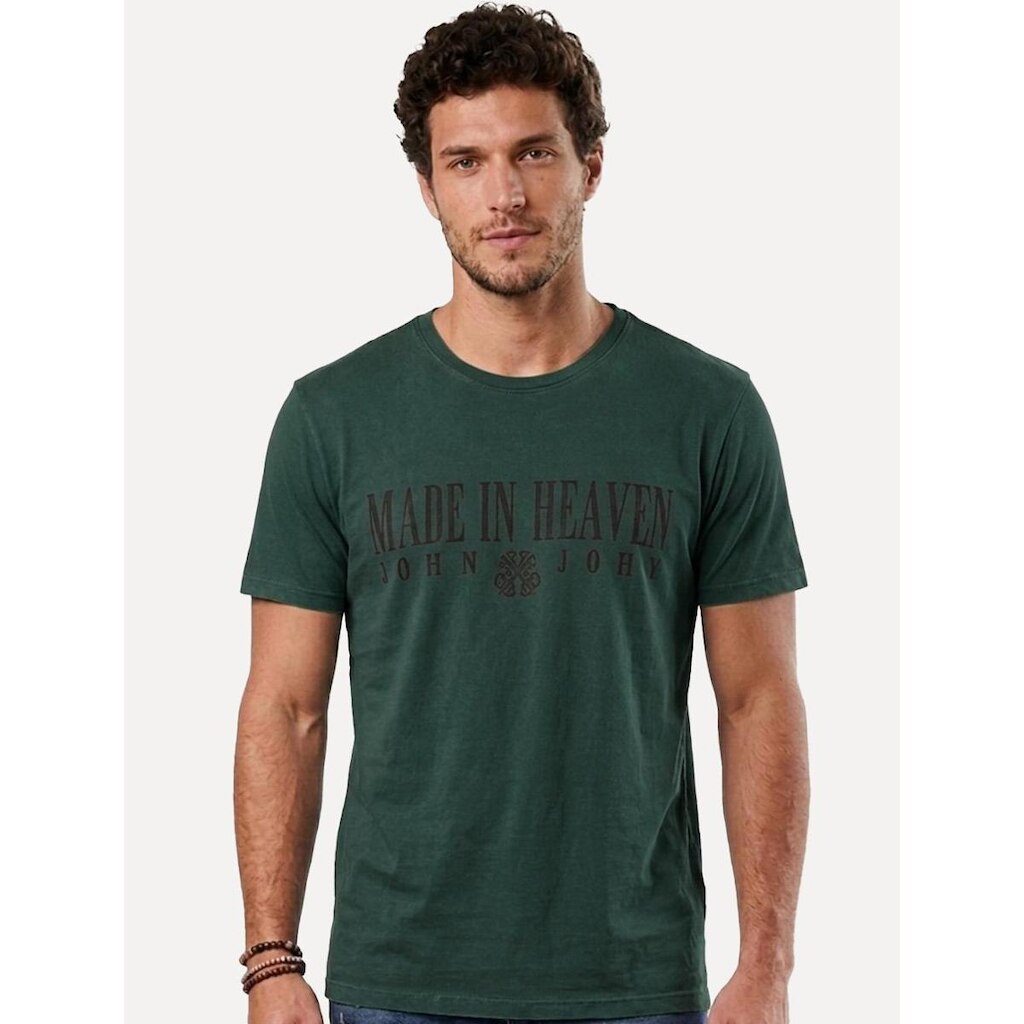 Camiseta John John Masculina Regular Matchpoint Verde Escuro