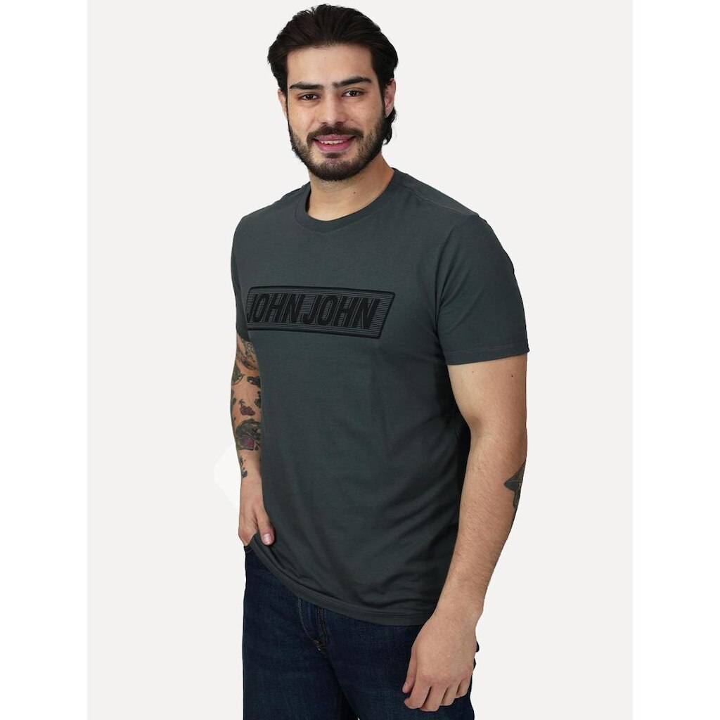 Camiseta John John Masculina Slim Fit Guide Cinza Escuro