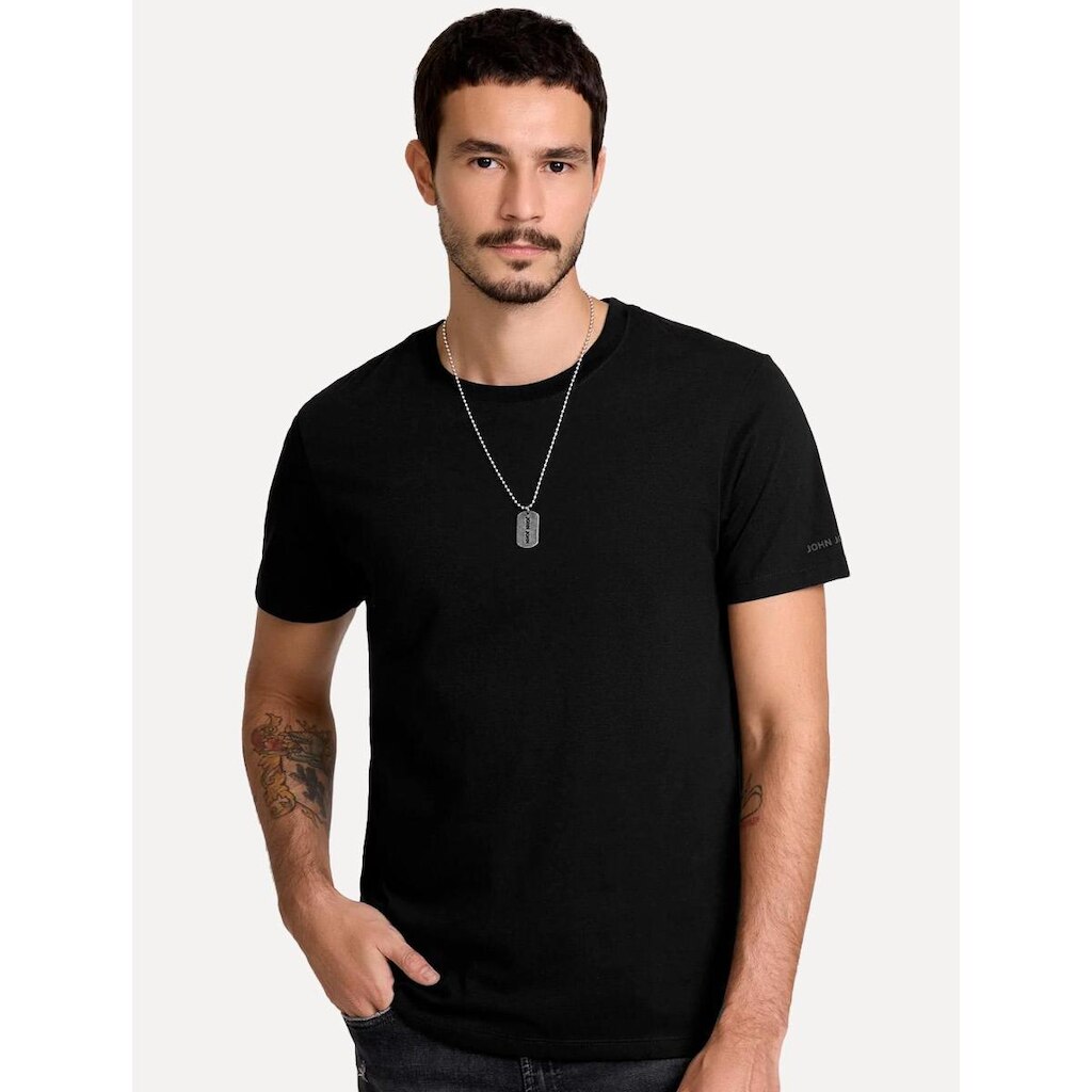 Camiseta John John Masculina Slim Fit Simple Preto