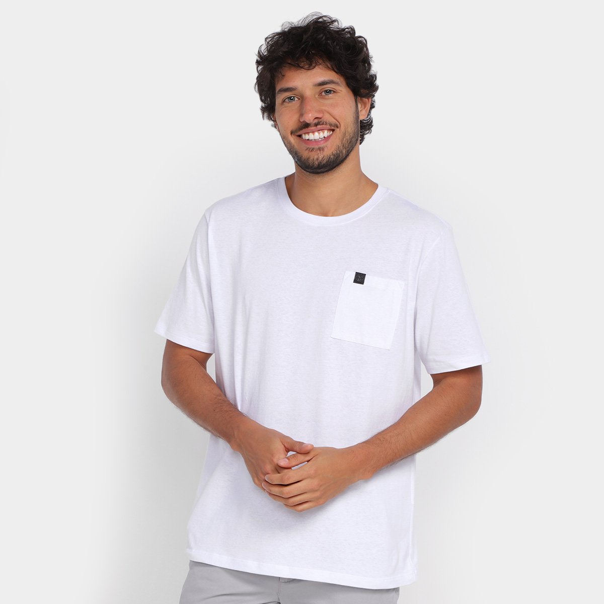 Camiseta John John Pocket Basic Manga Curta Masculina - Branco Menor preço em Camiseta John John Pocket Basic Manga Curta Masculina - Branco