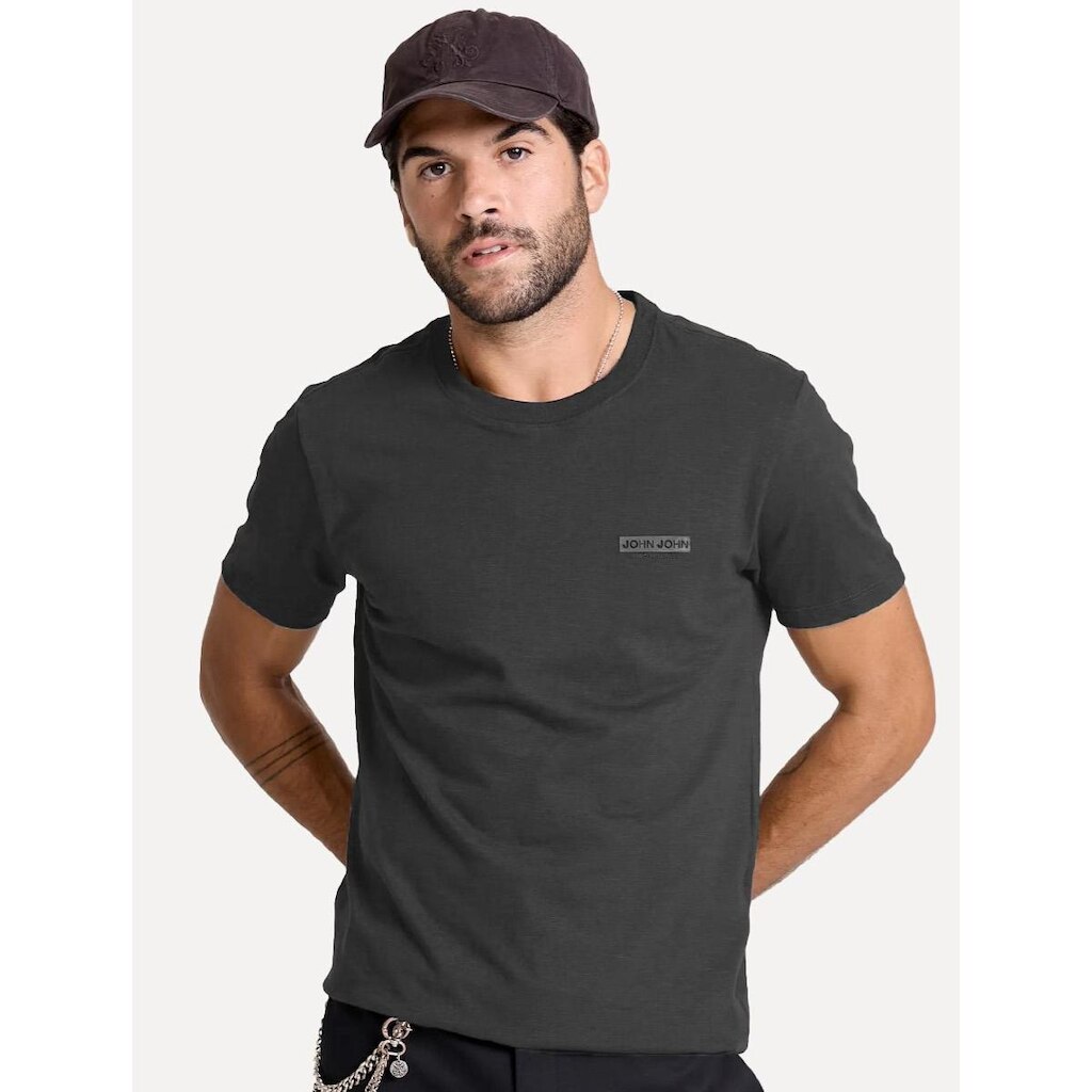Camiseta John John Slim Fit Flame Cinza Escuro