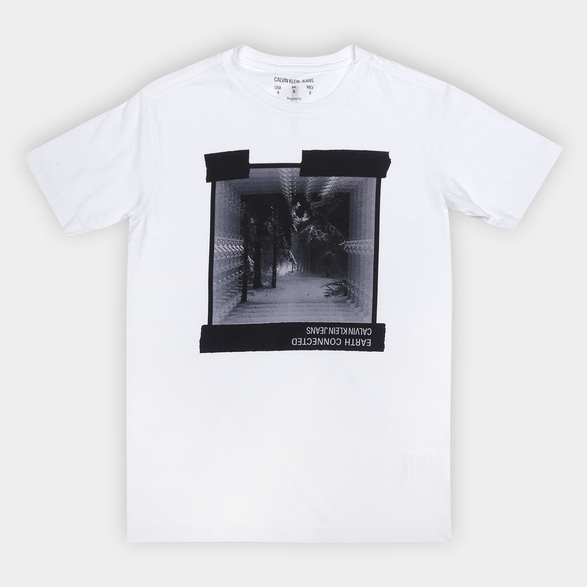 Camiseta Juvenil Calvin Klein Earth Connected Masculina - Branco Menor preço em Camiseta Juvenil Calvin Klein Earth Connected Masculina - Branco