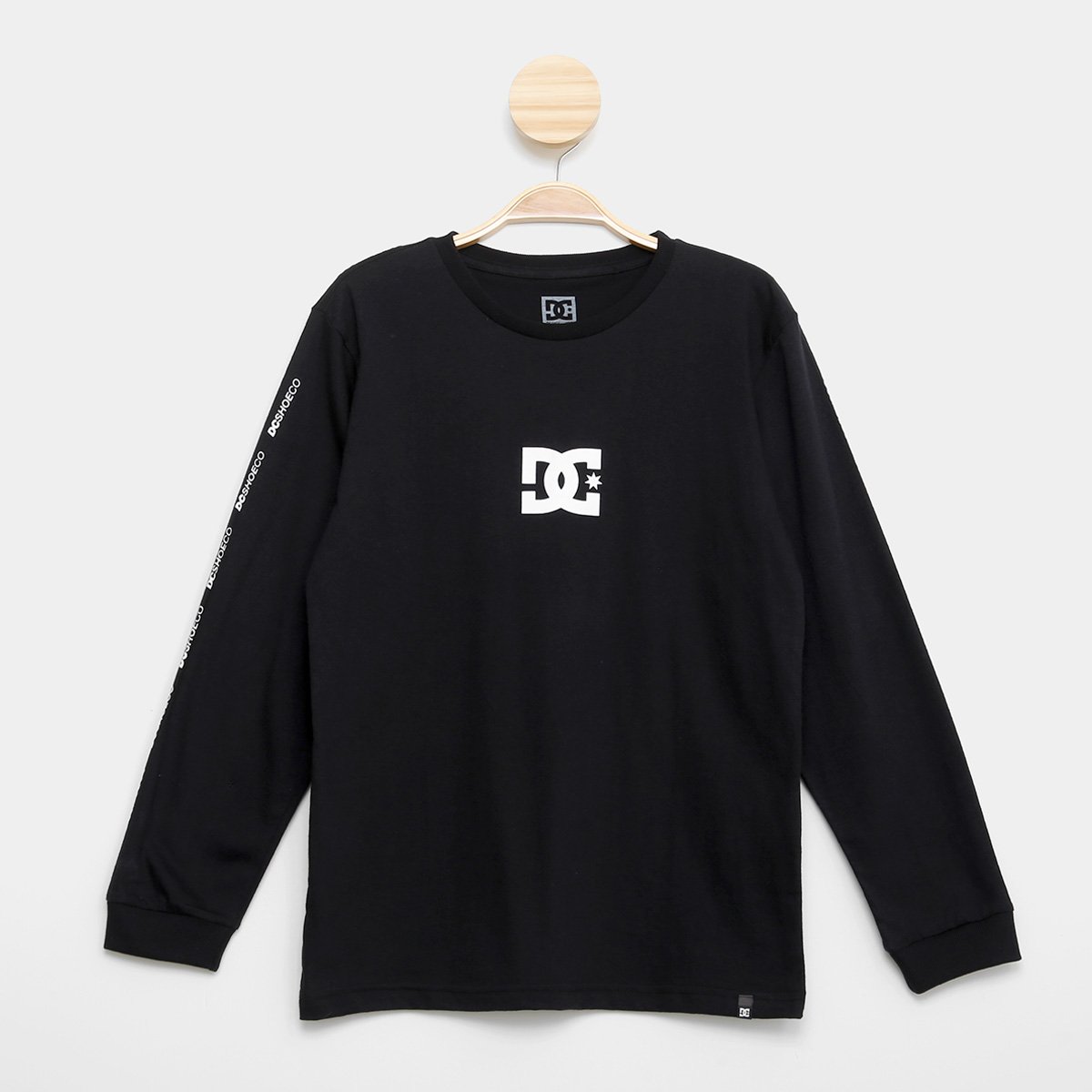 Camiseta Juvenil DC Shoes Minimal Stripe Manga Longa Masculina - Preto Menor preço em Camiseta Juvenil DC Shoes Minimal Stripe Manga Longa Masculina - Preto