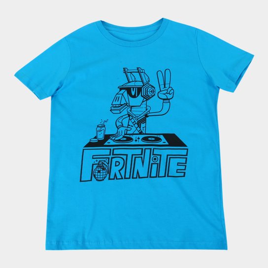 Camiseta Juvenil Fortnite Dj Yonder Masculina - Azul Claro