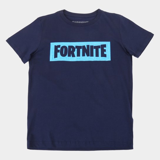 Camiseta Juvenil Fortnite Logo Masculina - Marinho