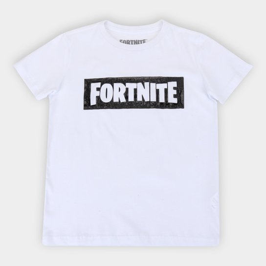 Camiseta Juvenil Fortnite Logo Masculina - Branco