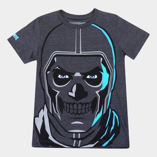 Camiseta Juvenil Fortnite Skull Trooper Masculina - Chumbo