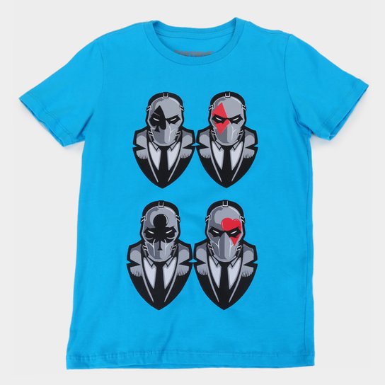 Camiseta Juvenil Fortnite Wild Card Masculina - Azul Claro