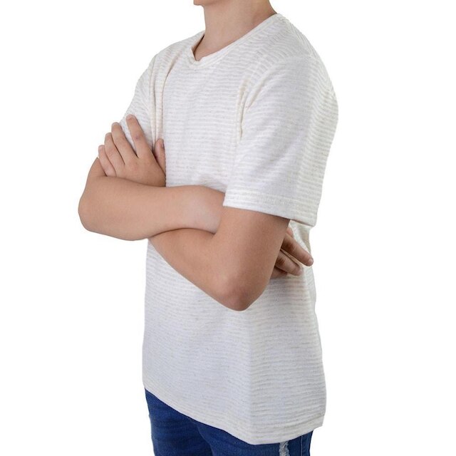 Camiseta Juvenil Masculina KingJoe Detalhada Bege Natural