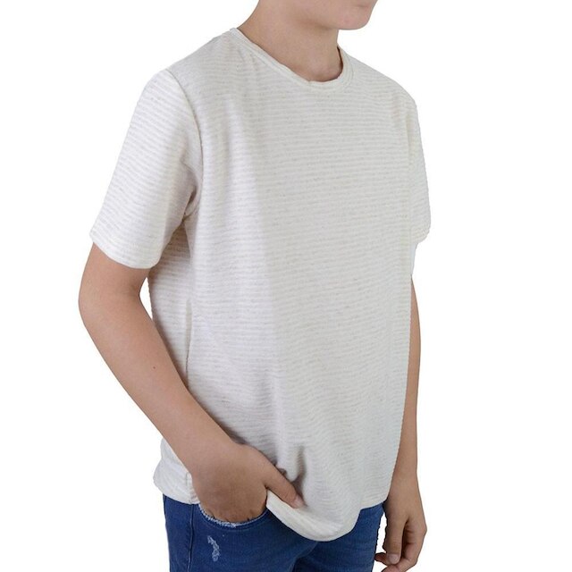 Camiseta Juvenil Masculina KingJoe Detalhada Bege Natural