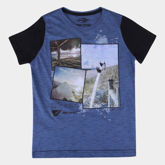 Camiseta Juvenil Mormaii Botone Estampada Masculina - Cinza