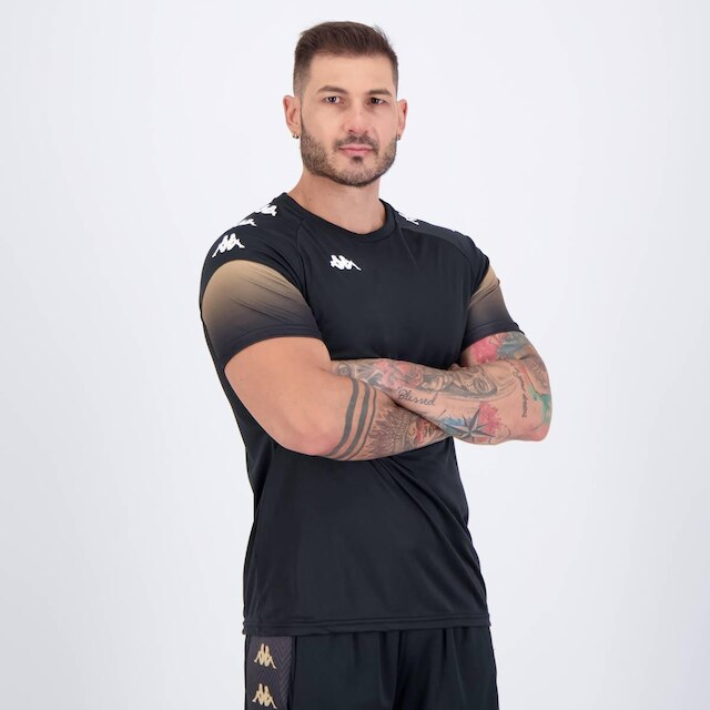 Camiseta Kappa Bearr Preta e Dourada