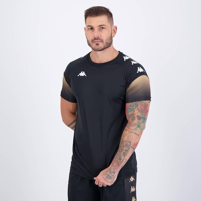 Camiseta Kappa Bearr Preta e Dourada