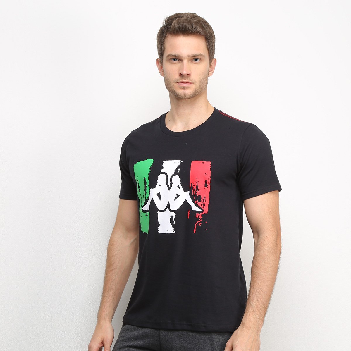 Camiseta Kappa Italian Masculina - Preto Menor preço em Camiseta Kappa Italian Masculina - Preto
