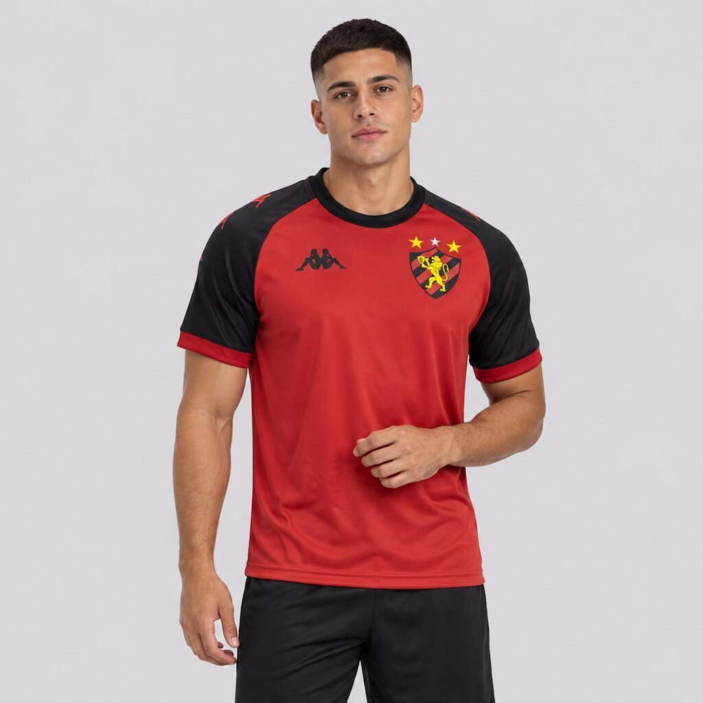 Camiseta Kappa Sport Recife Supporter Duo Vermelha e Preta