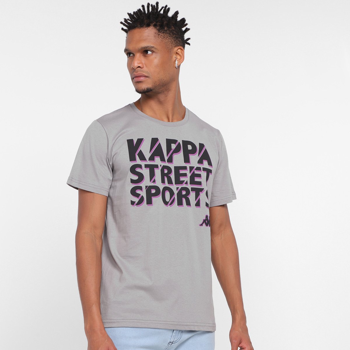 Camiseta Kappa Street Sports Masculina - Cinza Menor preço em Camiseta Kappa Street Sports Masculina - Cinza