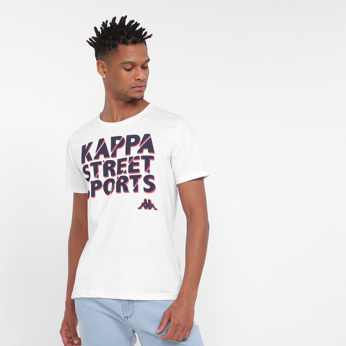 Camiseta Kappa Street Sports Masculina - Branco Menor preço em Camiseta Kappa Street Sports Masculina - Branco