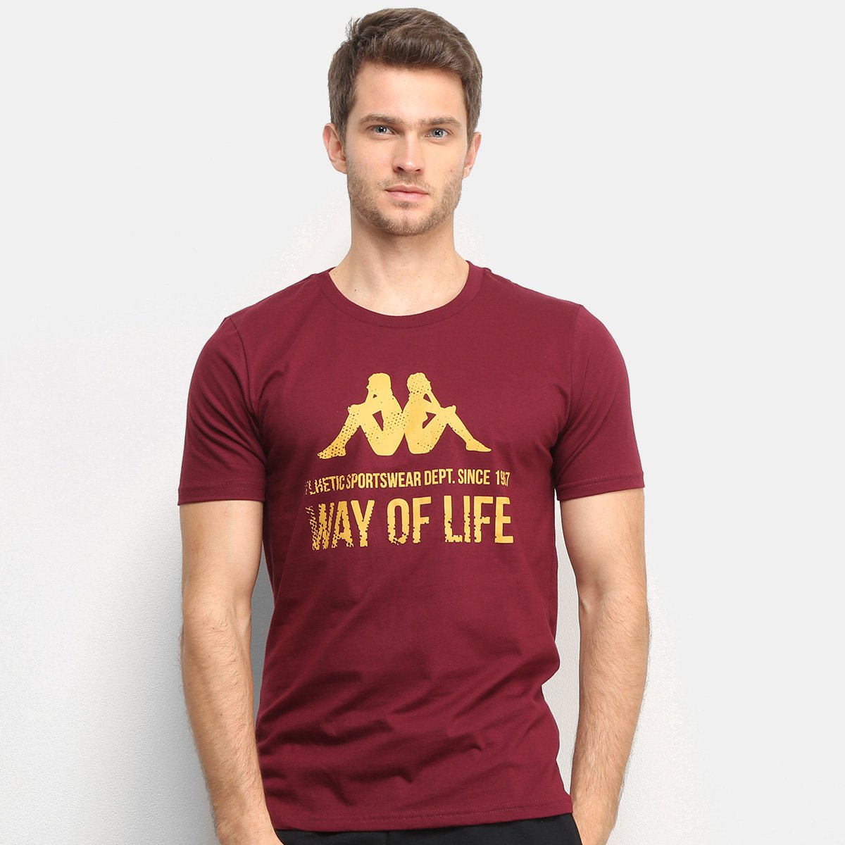 Camiseta Kappa Way Of Life Masculina - Bordô Menor preço em Camiseta Kappa Way Of Life Masculina - Bordô