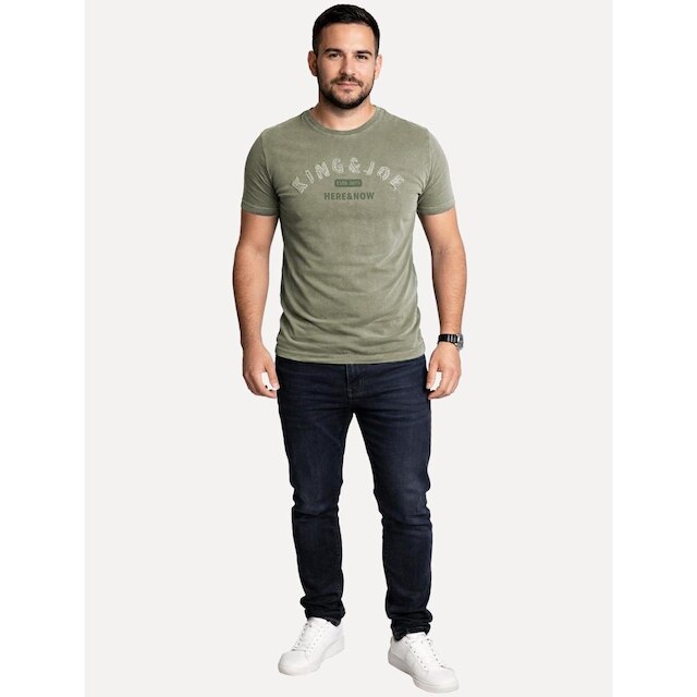 Camiseta King & Joe Masculina Estonada Bordado Estd 2013 Verde