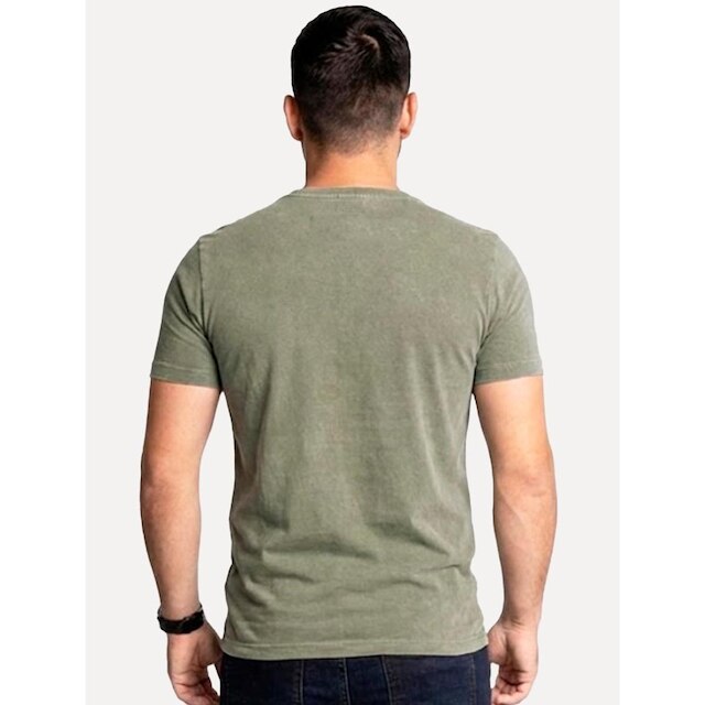 Camiseta King & Joe Masculina Estonada Bordado Estd 2013 Verde