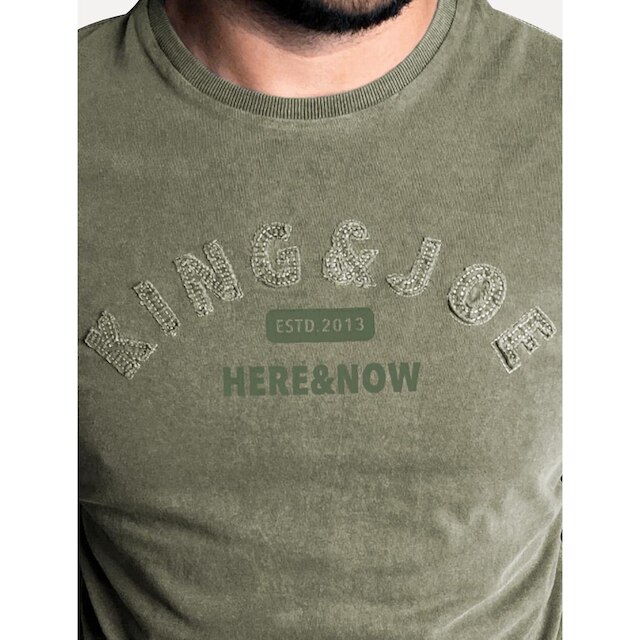 Camiseta King & Joe Masculina Estonada Bordado Estd 2013 Verde
