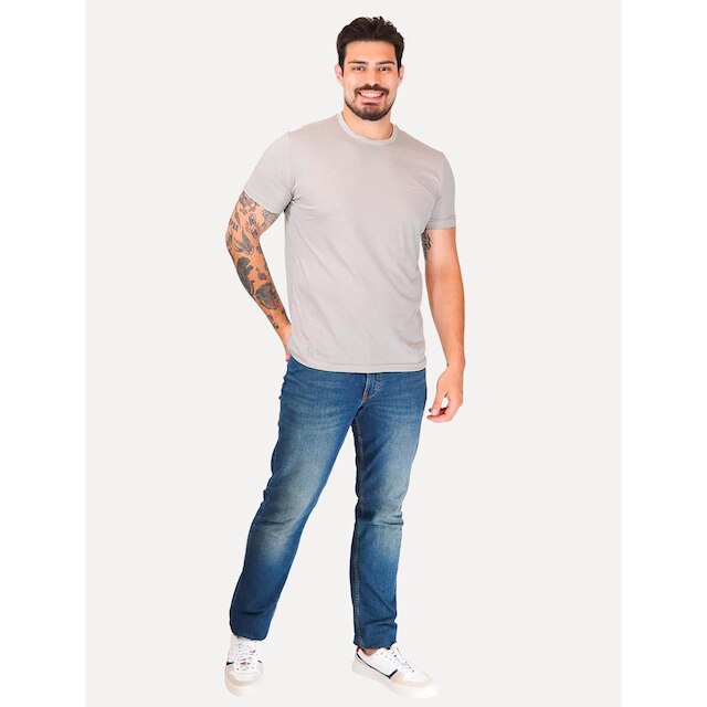 Camiseta King & Joe Masculina Pima Touch Logo Peito Caqui Claro CA.25.601 00158