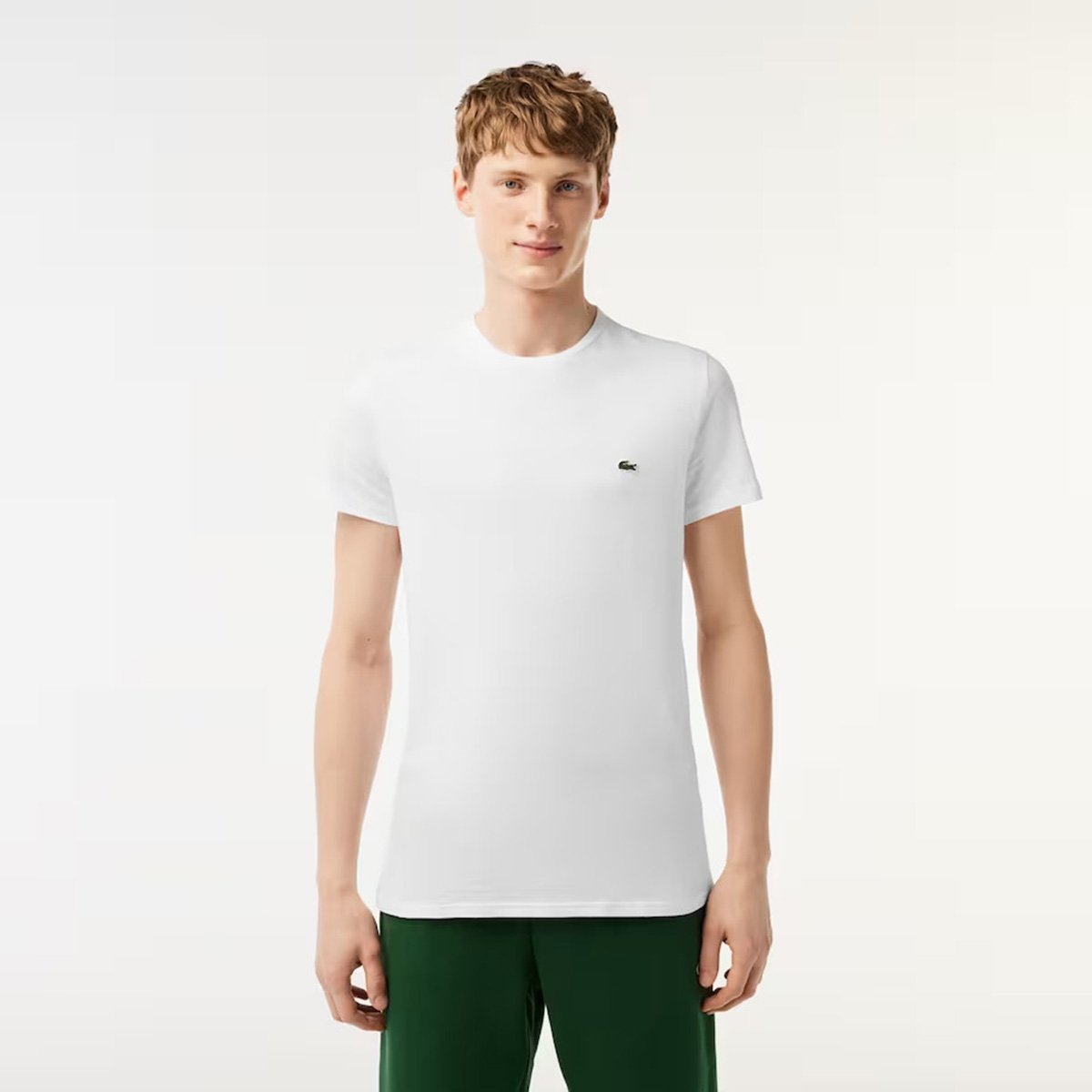 Camiseta Lacoste Básica Jersey Masculina - Branco Menor preço em Camiseta Lacoste Básica Jersey Masculina - Branco
