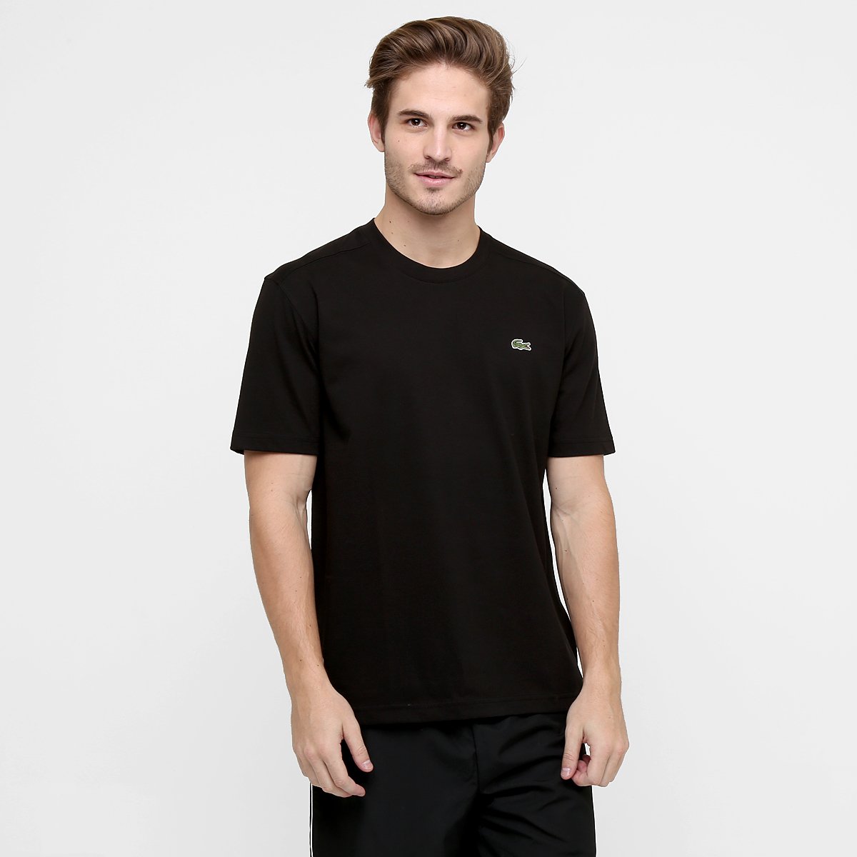 Camiseta Lacoste Básica Masculina - Preto Menor preço em Camiseta Lacoste Básica Masculina - Preto