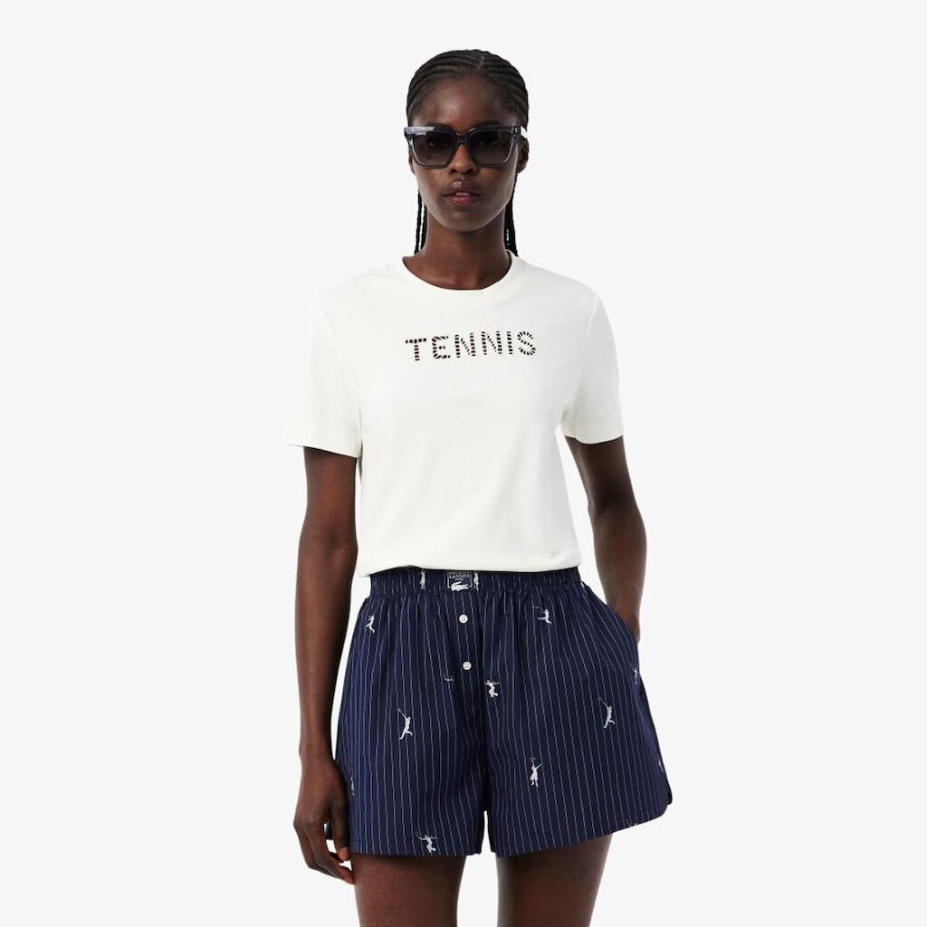 Camiseta Lacoste Bordado Tênis Feminina