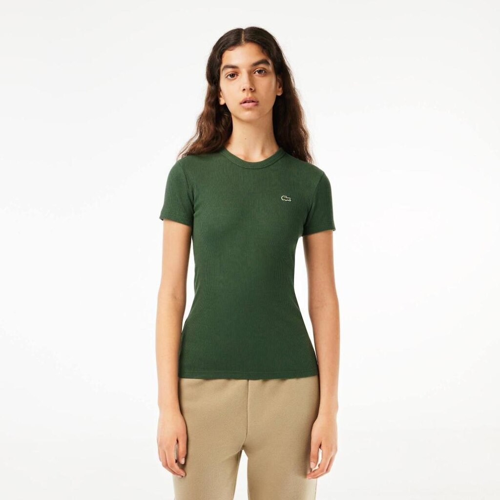 Camiseta Lacoste Canelado Slim Fit Feminina