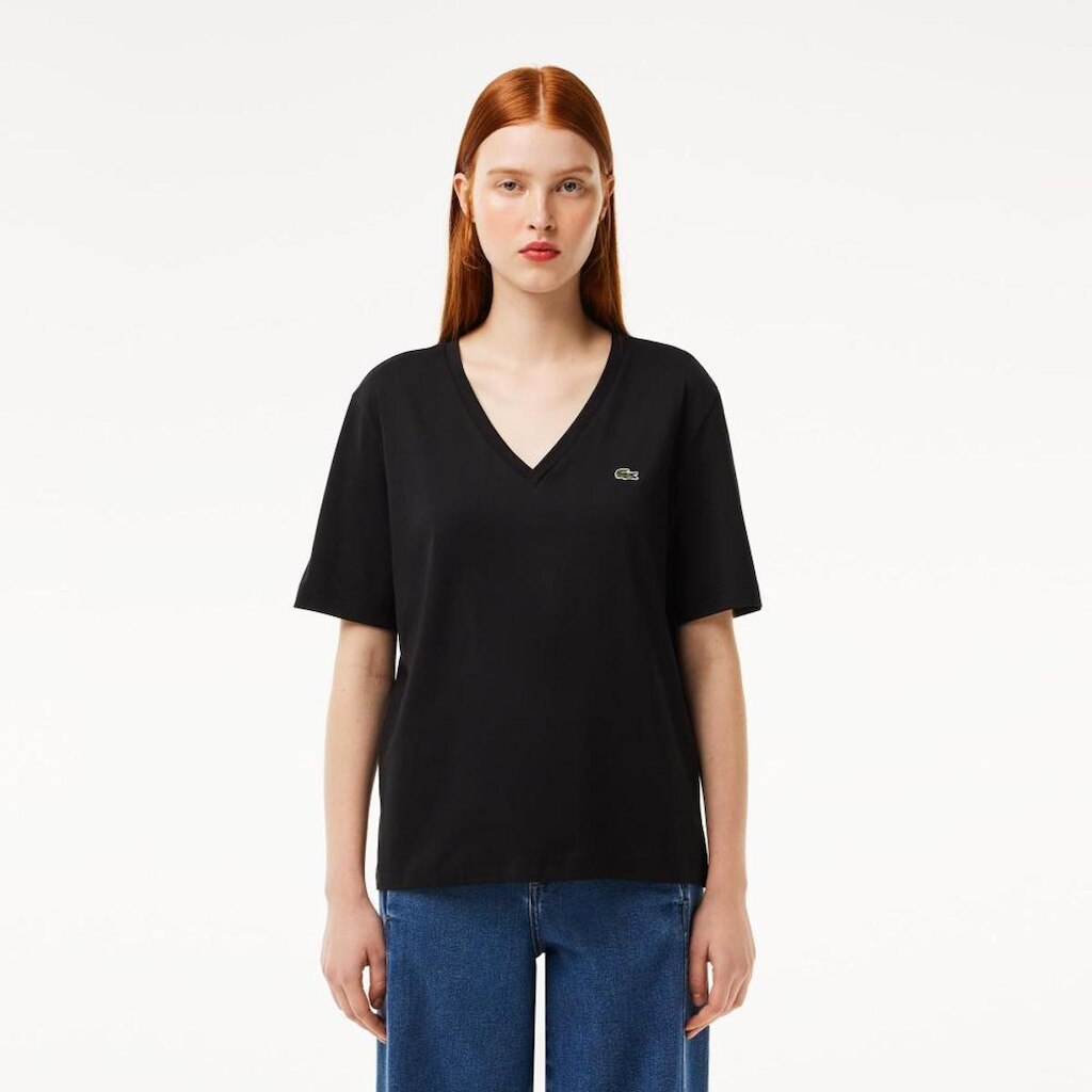 Camiseta Lacoste com Gola V Feminina