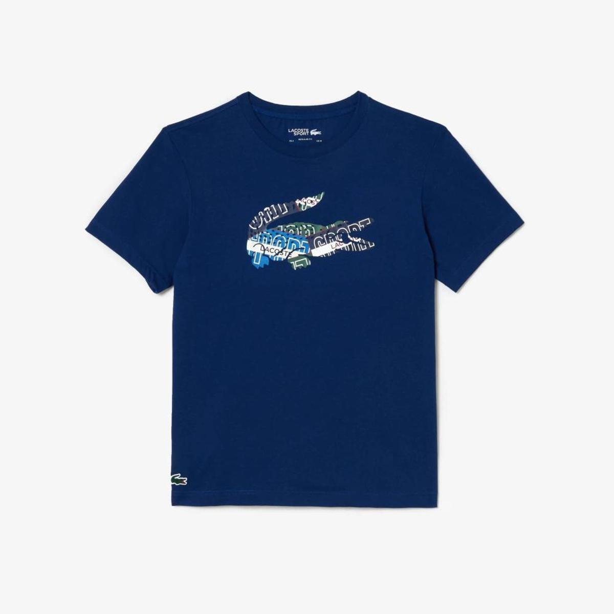 Camiseta Lacoste esportiva em jérsei de algodão Masculina - Azul Menor preço em Camiseta Lacoste esportiva em jérsei de algodão Masculina - Azul