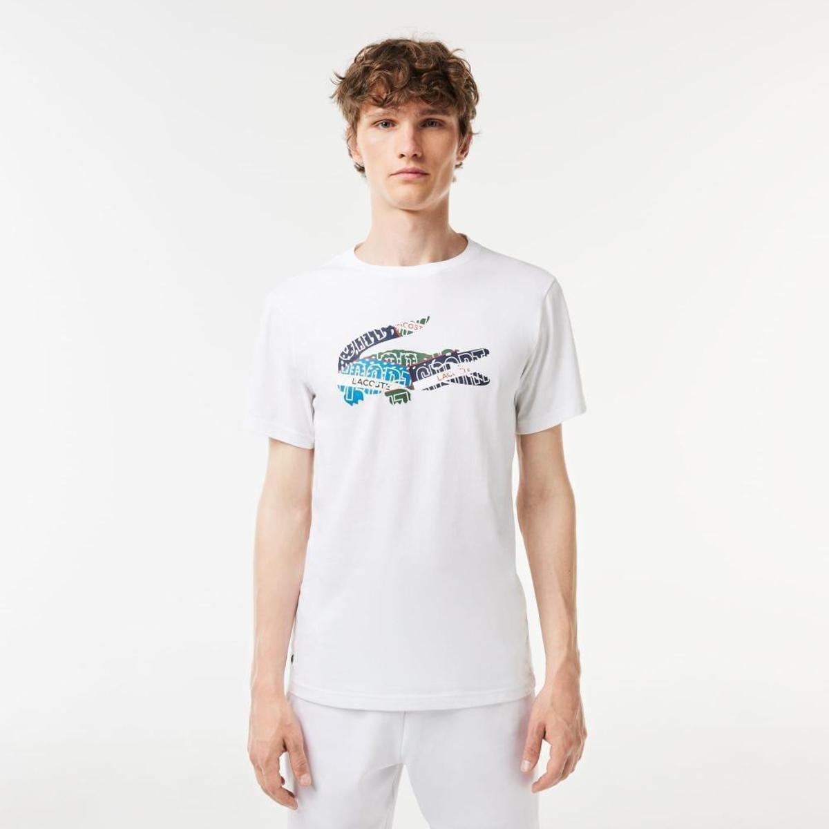 Camiseta Lacoste esportiva em jérsei de algodão Masculina - Branco Menor preço em Camiseta Lacoste esportiva em jérsei de algodão Masculina - Branco