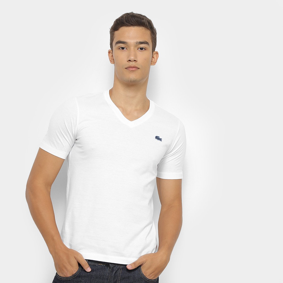 Camiseta Lacoste Live Masculina - Branco Menor preço em Camiseta Lacoste Live Masculina - Branco