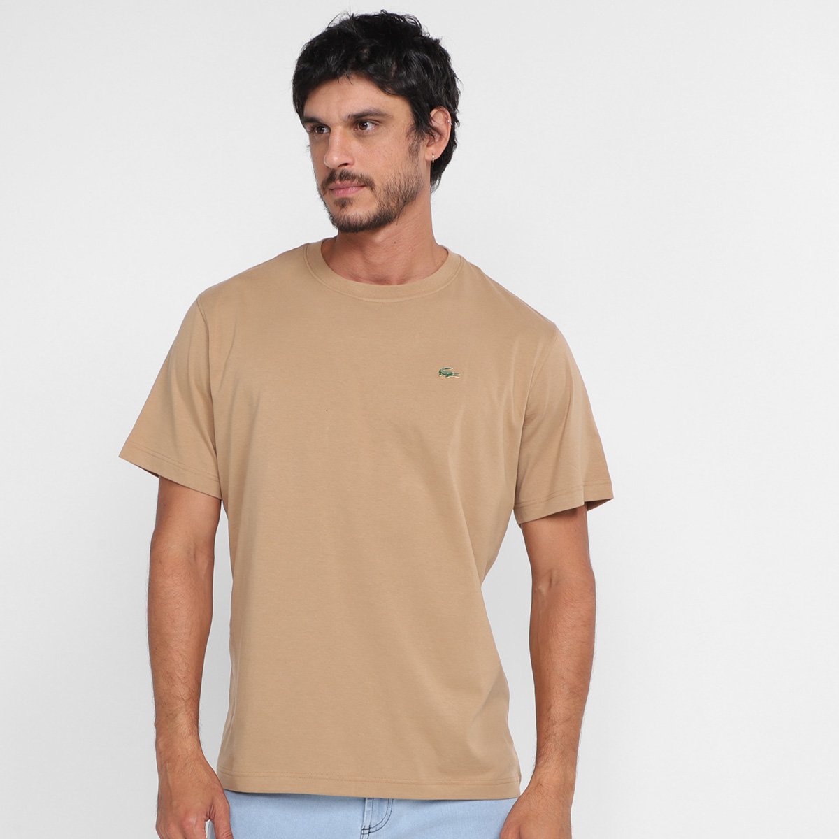 Camiseta Lacoste Logo Masculina - Bege é ruim? Camiseta Lacoste Logo Masculina - Bege é boa?