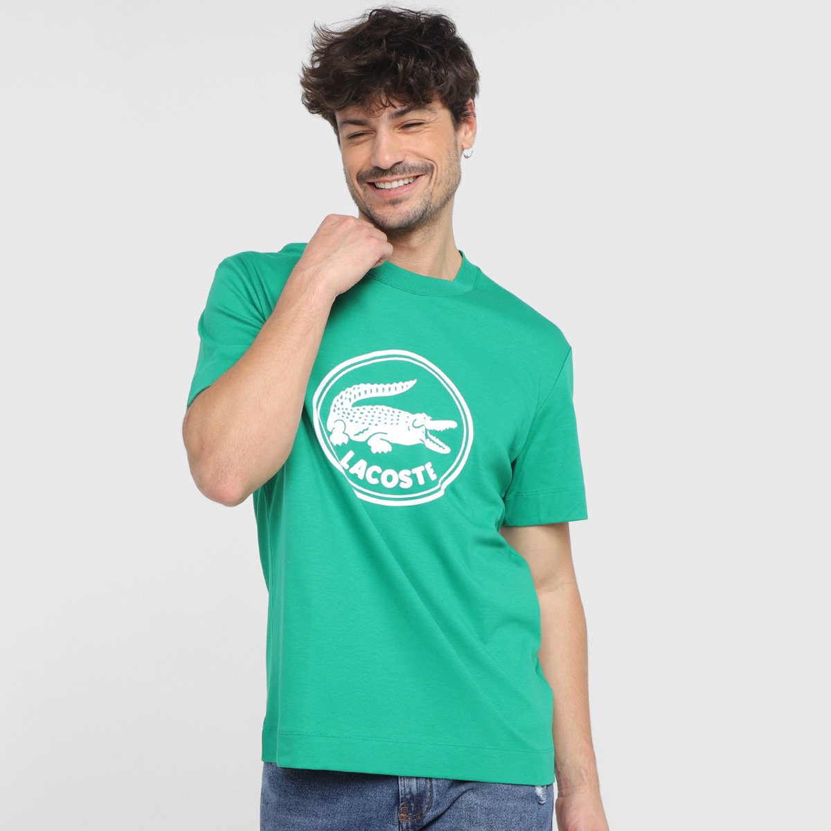 Camiseta Lacoste Manga Curta Masculina - Verde escuro Menor preço em Camiseta Lacoste Manga Curta Masculina - Verde escuro