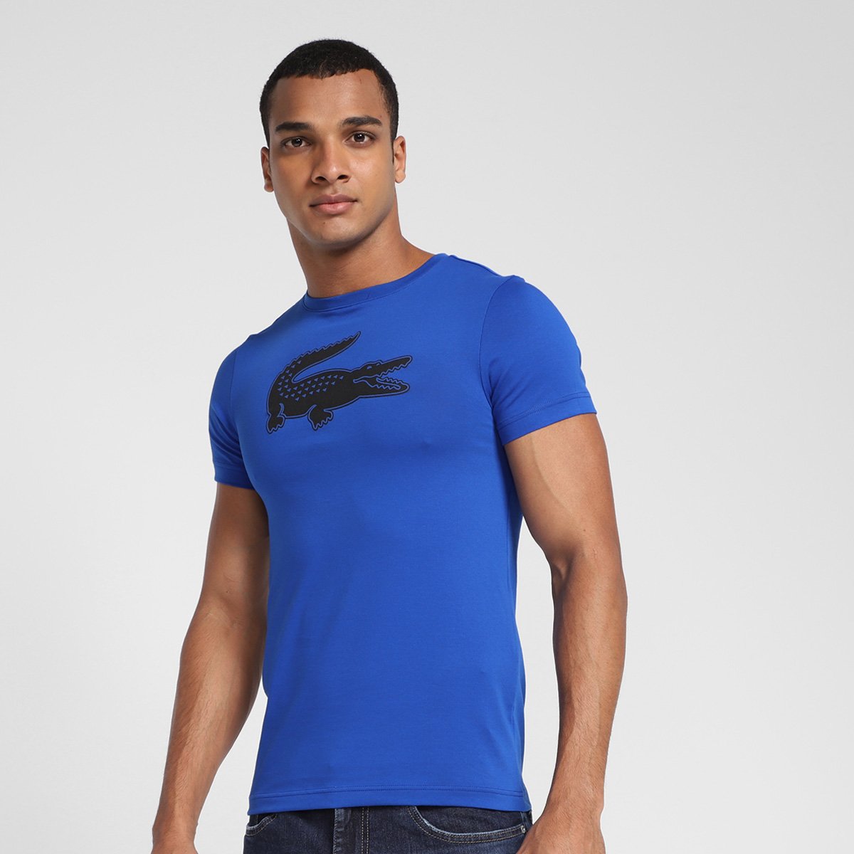 Camiseta Lacoste Sport Crocodilo Masculina - Azul Menor preço em Camiseta Lacoste Sport Crocodilo Masculina - Azul