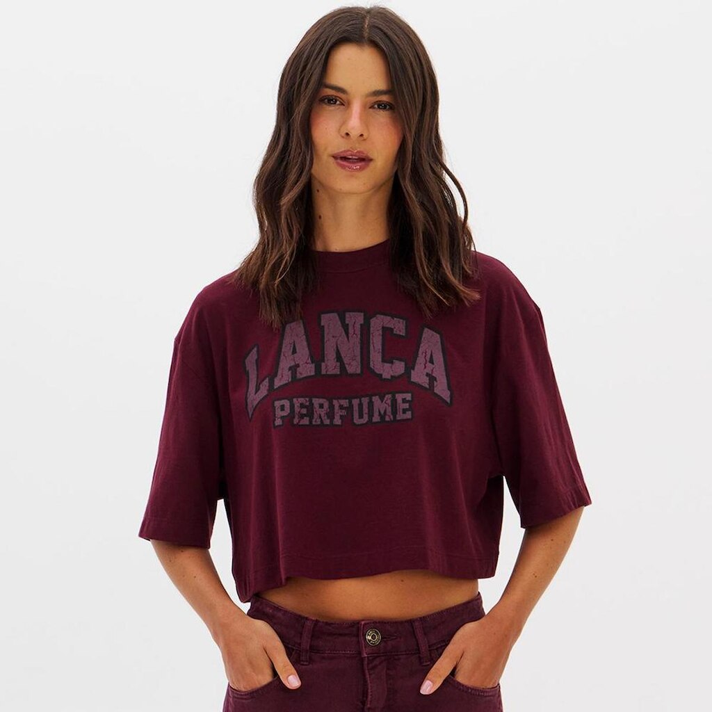 Camiseta Lança Perfume Cropped Oversize Feminino