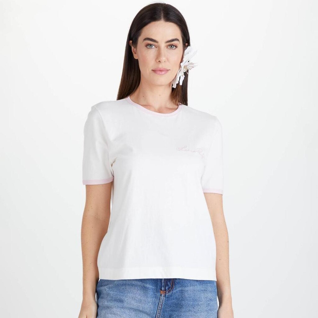 Camiseta Lança Perfume Logo Bordado Feminino