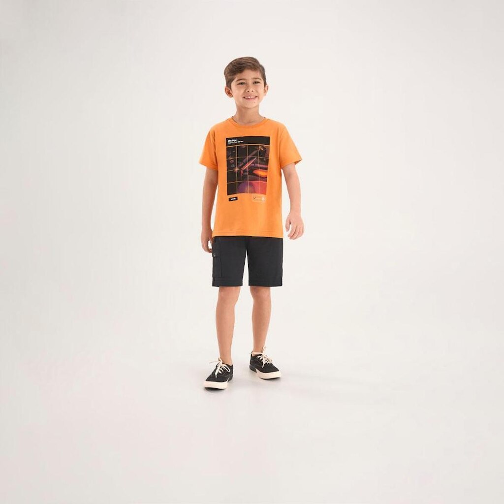 Camiseta Laranja Infantil Pulla Bulla Menino - 53859-1365