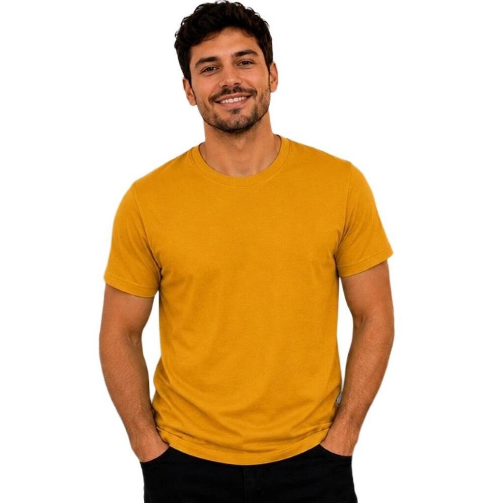 Camiseta Lisa 100% Algodão Masculina Casual Manga Curta Gola