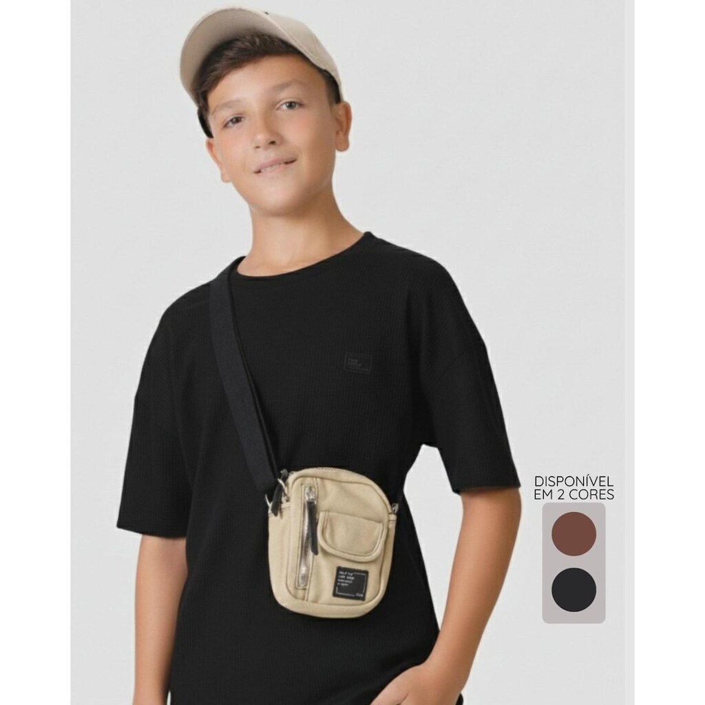 Camiseta lisa verão leve charmosa casual fresquinha - Marrom e Preto - Masculino 12 a 18 anos