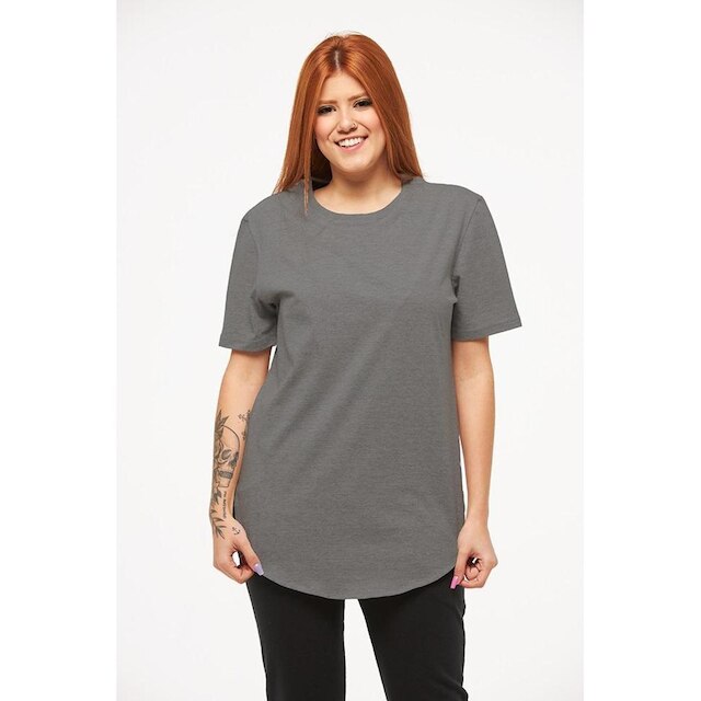 Camiseta Longline Feminina Manga Curta Oversized