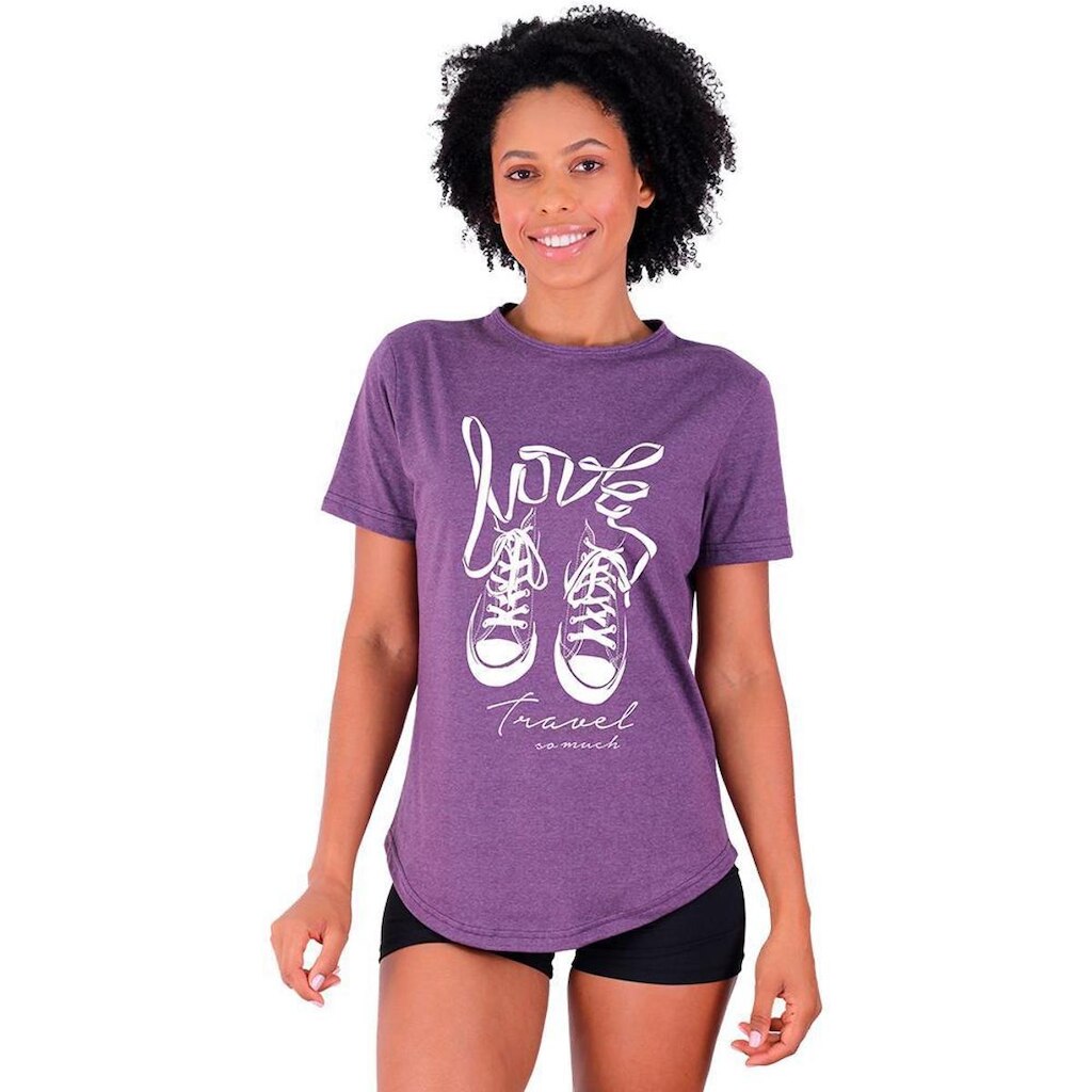 Camiseta Longline Feminina MXD Conceito Estampas Dia De Treino Fitness
