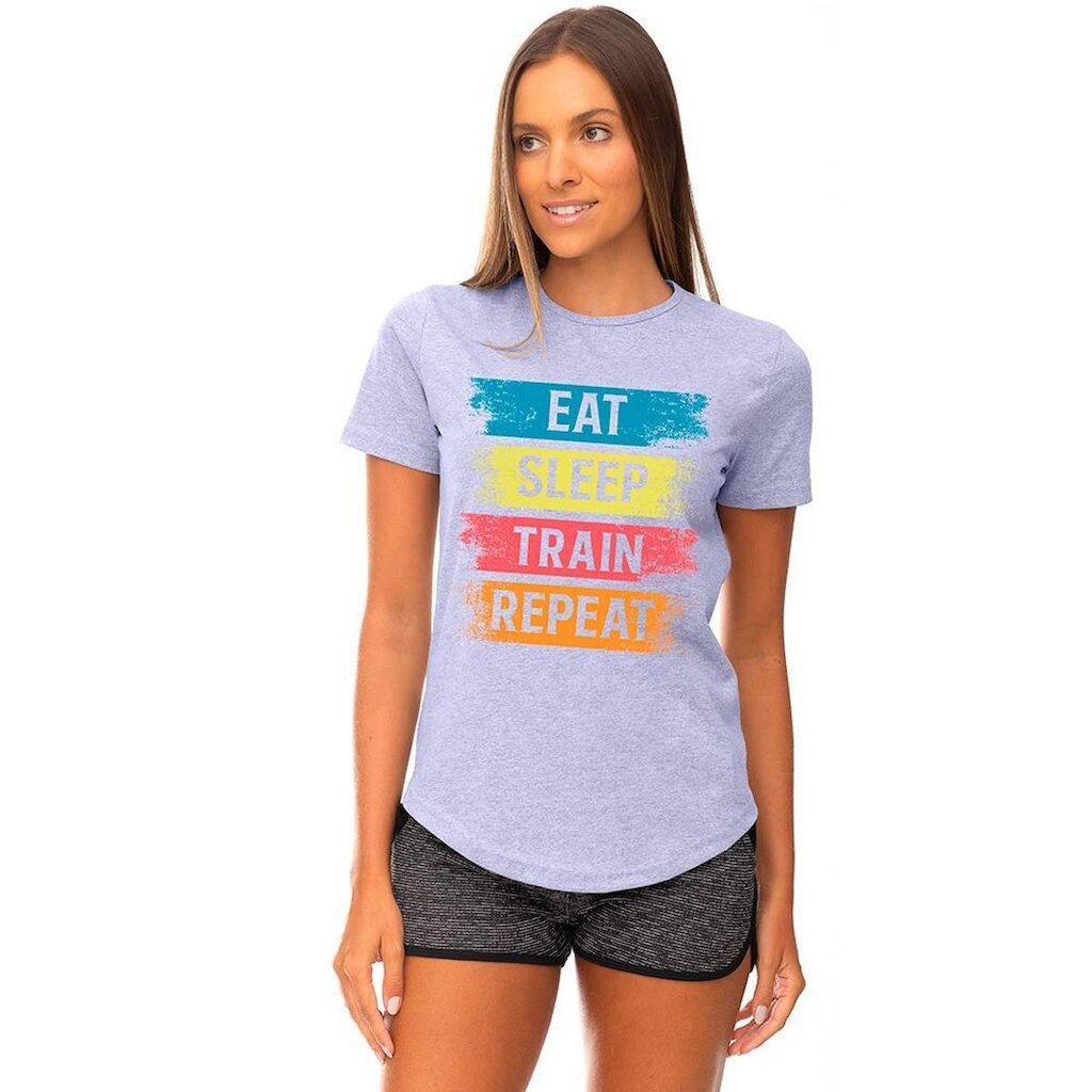Camiseta Longline Feminina MXD Conceito Estampas Dia De Treino Fitness